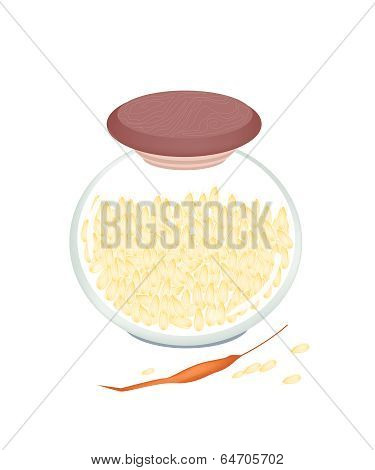 A Jar Of Golden Colors Of Ripe Millet