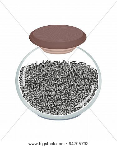 A Jar of Black Sesame on White Background