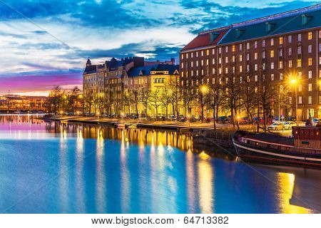 Evening scenery of Helsinki, Finland