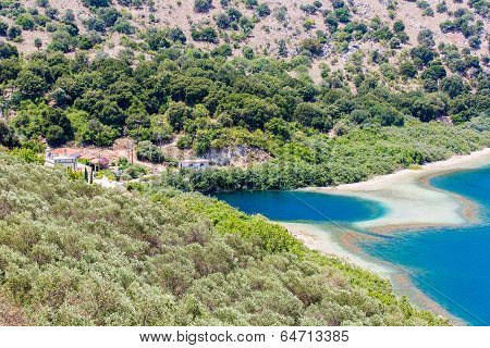 Freshwater Lake In Village Kavros In Crete  Island, Greece. Magical Turquoise Waters, Lagoons. Trave