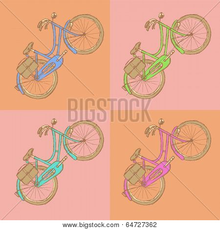 Sketch Bicycle, Vector Vintage Background