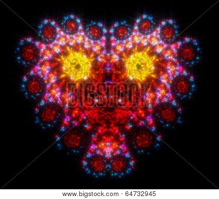 The symbol for the celebration of Halloween in the form of terrible demonic heart. Fractal art graph