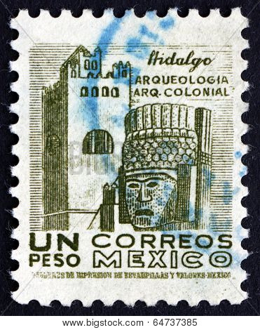 Postage Stamp Mexico 1950 Convent And Carved Head, Hidalgo