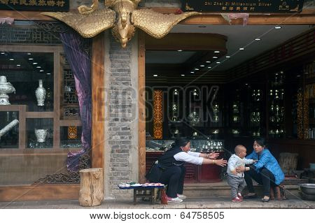 Daily Life On Souvenir Shop In Shuhe Ancient Town.