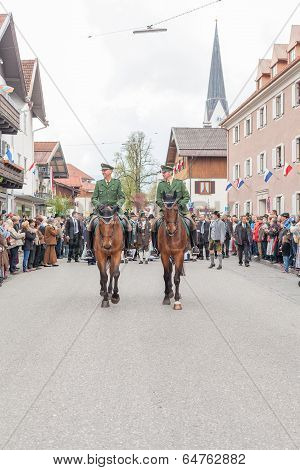 Miesbach / Germany / Bavaria - 05.May: mounted Police