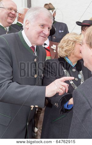Miesbach / Germany / Bavaria - 05.May: Bavarian Prime Minister Horst Seehofer of the CSU in conversa