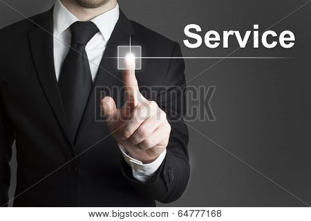 businessman push button service