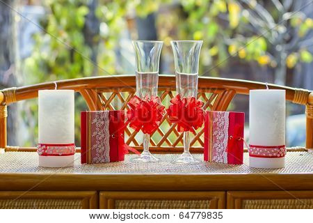 Glasses With Candles On The Table