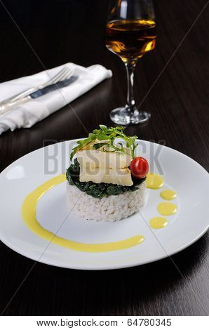 Flounder Fillets With Risotto And Spinach