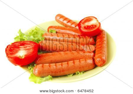 Servido carne assado salsichas