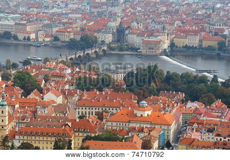 Views Over Prague From The Height Of Petrin Hill.