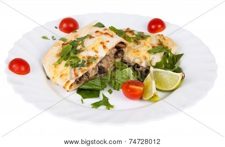 Chimichanga Mexican Cuisine Isolated On White Background