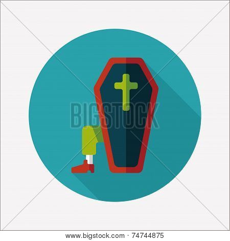 Coffin Falt Icon With Long Shadow,eps10