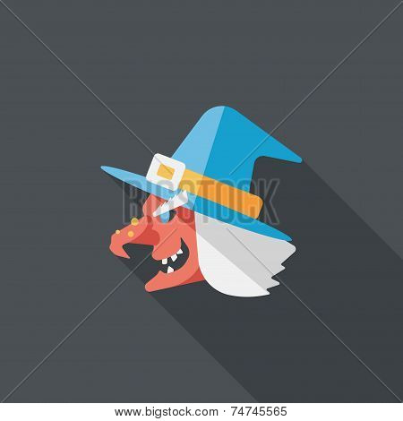 Witch Hat Flat Icon With Long Shadow,eps10