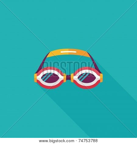Swimming Goggles Flat Icon With Long Shadow,eps10