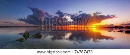 Sunset Under Storm Clouds On The Dorset Coast