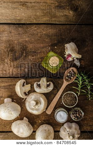 Bio Garlic, Spices And Wild Mushrooms From The Home Garden