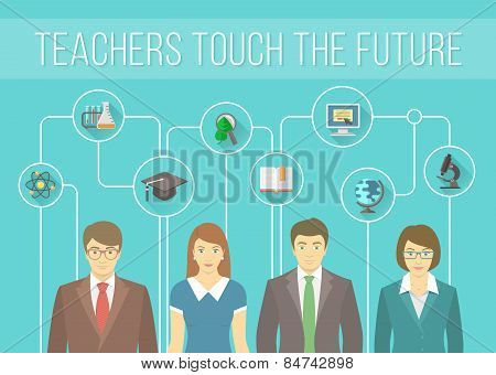 Teachers Team with Educational Icons