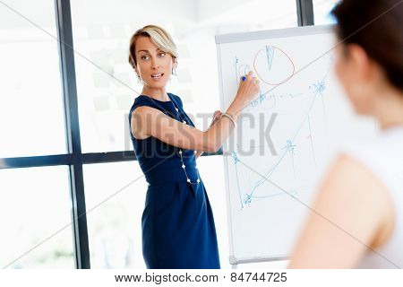 Businesswoman doing a presentaion in front of her collegues