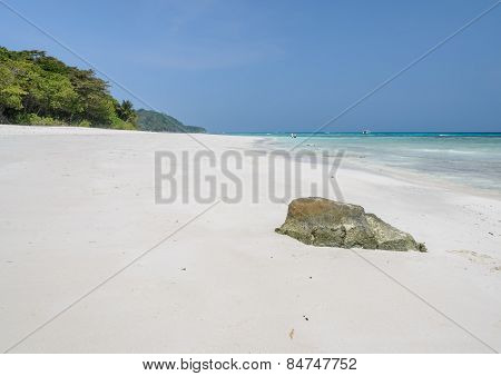 Rock On White Sand Beach Of Tachai Island, Thailand