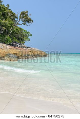 White Sand Beach Of Tropical Crystal Clear Water At Tachai Island, Thailand