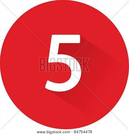 Number 5 on white background. Vector illustration