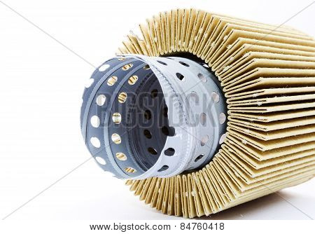 Fuel filter for engine car indetail isolate on white