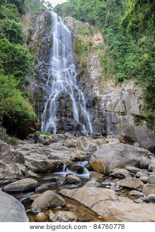 Tropical Rainforest Waterfall In Thailand