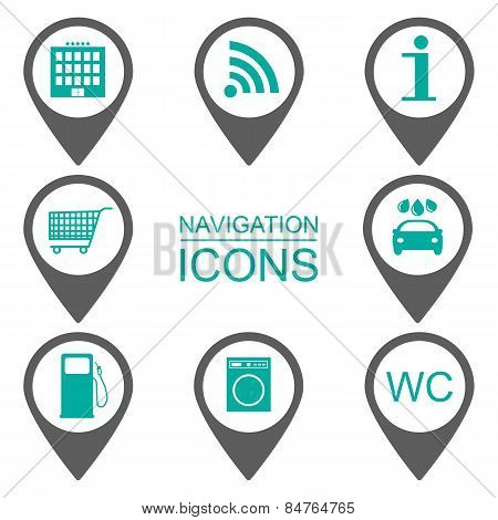 Navigation Icons. Silhouette Icons. Scope Of Services. Flat Design. Vector