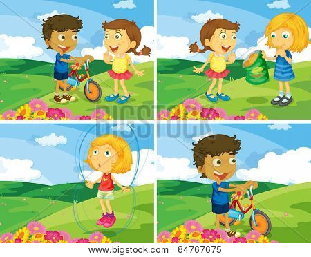 boys and girls playing in the park