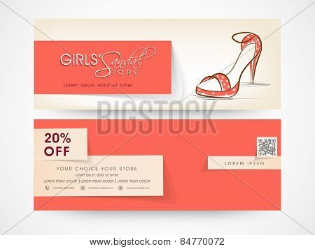 Website header or banner set for girls shoe store with discount offer.