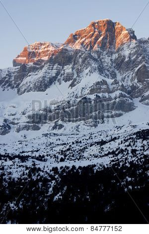 Sunrise in Telera Peak, Partacua Mountains, Tena Valley, Pyrenees, Huesca, Aragon, Spain
