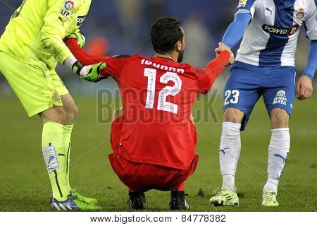 BARCELONA - JAN, 22: Vicente Iborra of Sevilla FC during spanish League match against RCD Espanyol at the Estadi Cornella on January 22, 2015 in Barcelona, Spain