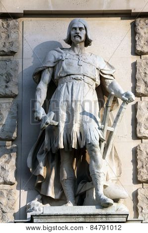 VIENNA, AUSTRIA - OCTOBER 10: Johann Koloc: Slav, on the facade of the Neuen Burg on Heldenplatz in Vienna, Austria on October 10, 2014.