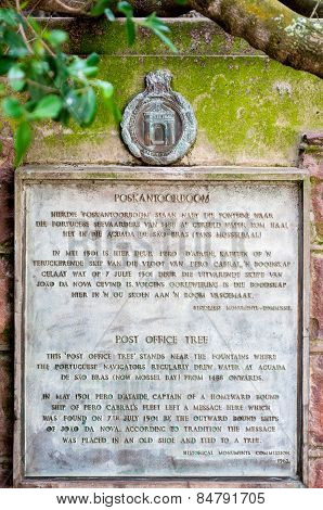 Plaque At The Post Office Tree In Mosselbay
