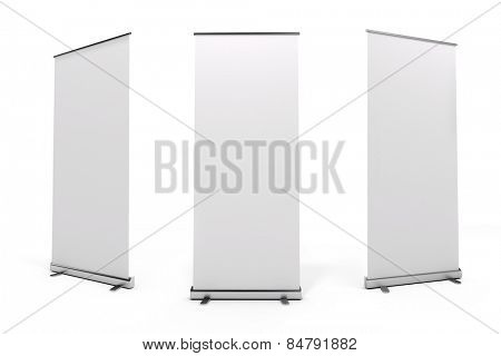 3d blank white rull-up baneer