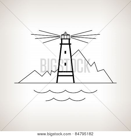 Silhouette Lighthouse On A Light Background