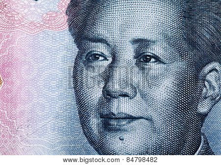 Yuan notes from China's currency. Chinese banknotes.