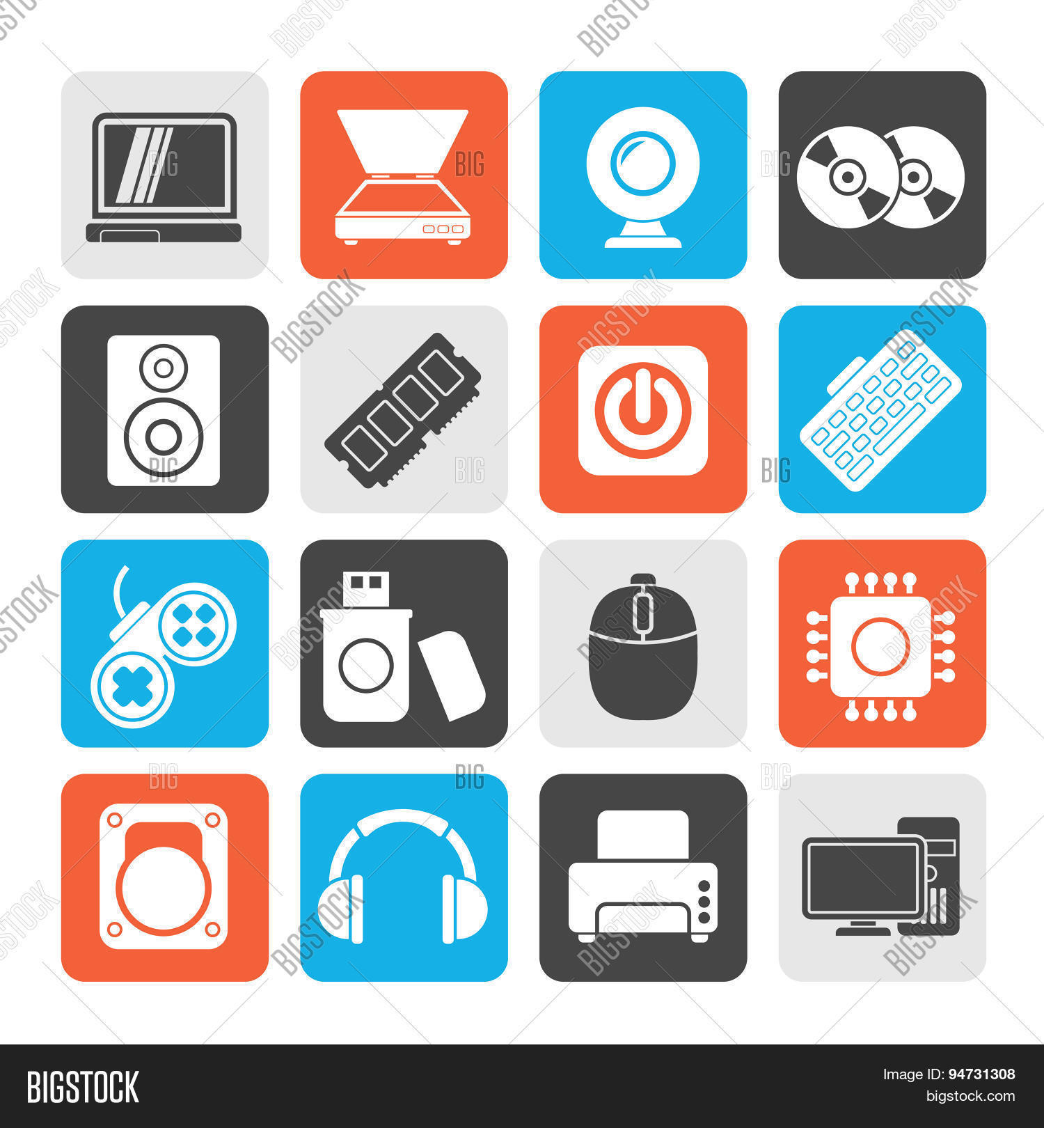 Computer Parts Sign Silhouette Computer Vector & Photo (Free Trial) | Bigstock