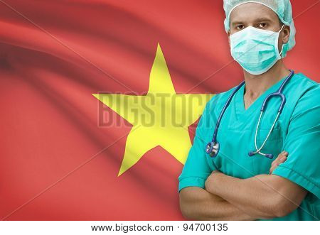 Surgeon With Flag On Background Series - Vietnam