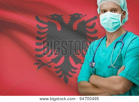 Surgeon With Flag On Background Series - Albania