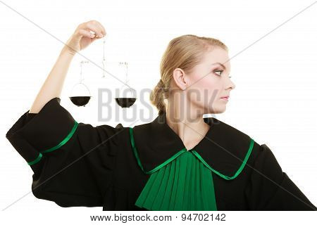 Woman Barrister Holding Scales.
