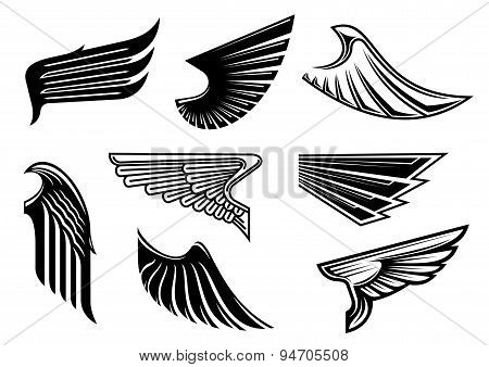 Black heraldic and tribal wings elements