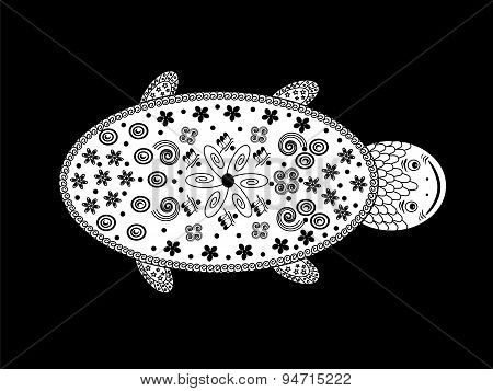 graphic black-and-white turtle ethno style