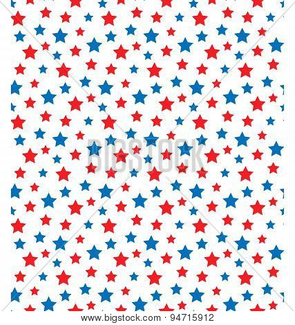 Usa Celebration Seamless With Stars In National Colors For Independence Day Isolated On White