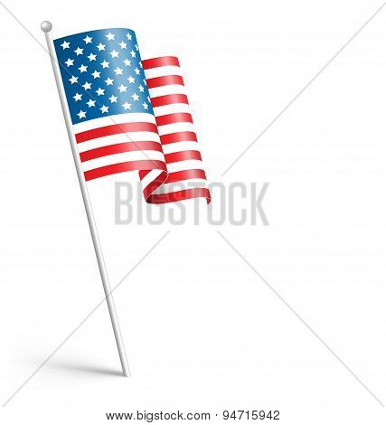 Wavy Usa National Flag Isolated On White