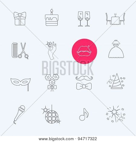Party and Celebration icon set.Vector silhouette illustration