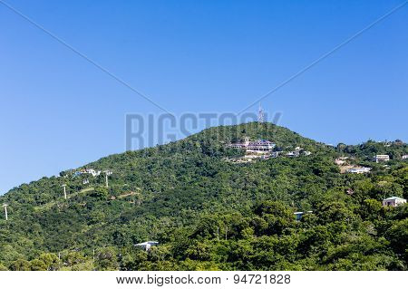 Green Hill On St Thomas With Cable Car