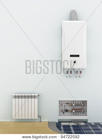Alternative Heating Underfloor. Scheme Of Heat Exchange Coil