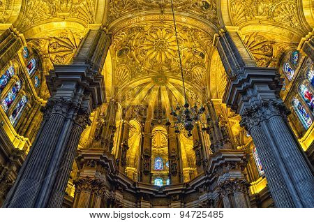 Interiors of Cathedral in Malaga, Andalusia